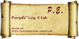 Porpáczy Elek névjegykártya