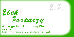 elek porpaczy business card